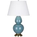 Robert Abbey Double Gourd 31" Table Lamp Silk/Ceramic/Metal in Gray/Yellow | 31 H x 19 W x 19 D in | Wayfair OB20X