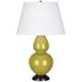 Robert Abbey Double Gourd 31" Table Lamp Silk/Ceramic/Metal in Green/Brown | 31 H x 19 W x 19 D in | Wayfair CI21X