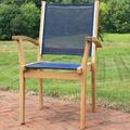 Rosecliff Heights Earls Stacking Teak Patio Dining Chair Wood/Sling in Brown | 37 H x 23 W x 37 D in | Wayfair FC3375142A7A40FFA6742BA7364F9A85