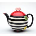 Cosmos Gifts Happy Hearts 16 -oz. Teapot Porcelain China/Ceramic in Black/Red | 5.5 H x 4.5 W x 7 D in | Wayfair 62365