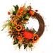 The Holiday Aisle® Fall Pumpking Sunflower Half 22" Silk Wreath Silk in Orange | 22 H x 22 W x 4 D in | Wayfair 1746C91147B84F95B25F0F0F69EFE95D