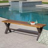 17 Stories Polito Outdoor Wooden Picnic Bench Wood/Natural Hardwoods in Brown/White | 18 H x 63 W x 14.5 D in | Wayfair