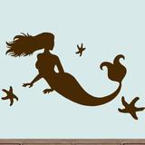 Sweetums Wall Decals 4 Piece Mermaid & Starfish Wall Decal Set Vinyl in Black/Brown | 22 H x 36 W in | Wayfair 3144brown