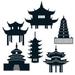The Beistle Company 6 Piece Pagoda Silhouette Standup Set | 16.5 H x 13.5 W in | Wayfair 54915