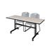 Symple Stuff Kobe Flip-Top Training Nesting Table, 2 Zeng Stack Chairs Wood/Steel in Gray | 29 H x 60 W x 24 D in | Wayfair