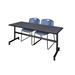 Symple Stuff Kobe Flip-Top Training Nesting Table, 2 Zeng Stack Chairs Wood/Steel in Gray/Blue | 29 H x 72 W x 24 D in | Wayfair