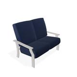 Telescope Casual St. Catherine Deep Loveseat w/ Cushions Plastic in White/Blue | 36.25 H x 52 W x 35.25 D in | Outdoor Furniture | Wayfair