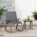 Union Rustic Bosley Outdoor Rocking Chair w/ Cushions, Wood in Gray/White | 36.75 H x 26 W x 35.75 D in | Wayfair D922BF8B6DE74E6AAB14556B8101010B