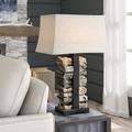 Millwood Pines Pauletta 28" Stone Table Lamp Linen/Concrete, Metal in Black/Brown/Gray | 28 H x 18 W x 18 D in | Wayfair