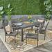 Wade Logan® Amija Alexanna Rectangular 6 - Person 63" Long Outdoor Dining Set Wood/Wicker/Rattan in Gray | Wayfair 1DDEB915EC454B69BE873771EC781201