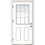 Verona Home Design Internal Grilles Glass Half Lite Primed Steel Prehung Front Entry Door Metal in White | 80 H x 36 W x 1.75 D in | Wayfair