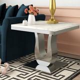 Everly Quinn Maidenhead Marble End Table Stainless Steel in Black/Gray/White | 22 H x 26 W x 24 D in | Wayfair 7E3B5129E42041309280A9DA53D87A4F