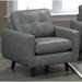 Armchair - Brayden Studio® Lathrop 37" Wide Tufted Top Grain Leather Armchair Leather/Genuine Leather in Gray | 38 H x 37 W x 36 D in | Wayfair