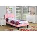 House of Hampton® Robbyn Tufted Platform Bed Upholstered/Faux leather in Pink/White | 36 H x 58.5 W x 75 D in | Wayfair