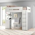 Isabelle & Max™ Mykonos Twin Platform Loft Bed w/ Bookcase by Mack & Milo? Wood in Gray | 70 H x 41 W x 78 D in | Wayfair