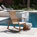 Winston Porter Outdoor Labarre Rocking Solid Wood Chair w/ Cushions in Brown | 42.75 H x 23.25 W x 46.25 D in | Wayfair WNPR8112 42664390
