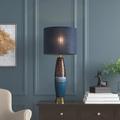 Lark Manor™ Calidia 37" Blue/Copper Table Lamp Ceramic/Plastic/Metal in Blue/Brown | 37 H x 16.5 W x 16.5 D in | Wayfair