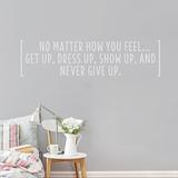 Wallums Wall Decor Never Give Up Quote Wall Decal Vinyl in Gray | 12.5 H x 48 W in | Wayfair quotes-nevergiveup-mn14-24x28-White