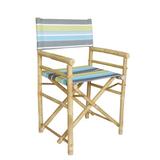 ZEW Inc Hand Crafted Folding Director Chair, Bamboo in Blue/Brown/Gray | 35.4 H x 22.8 W x 18.1 D in | Wayfair CH-007-0-05S