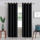 Imperial Rooms Eyelet Blackout Curtains for Bedroom 66 x 72 - Ring Top Thermal Insulated Room Darkening Pair Black Out Curtains 2 Panel + Free Tie Backs (Black, 66" x 72"(168 x 183 CM))
