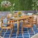 Millwood Pines Britt 7 Piece Teak Outdoor Dining Set Wood in Brown/White | 30 H x 70.75 W x 34.5 D in | Wayfair D2973A85B91C4D36970014AF09A243EC