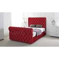 Chesterfield Sleigh Bed in Crushed Velvet |Bed Frame Only (Double 4FT6, Red)