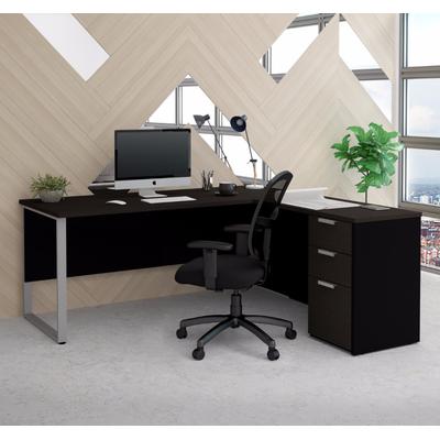 Pro-Concept Plus L-Desk w/ Metal Leg in Deep Grey & Black - Bestar 110891-32