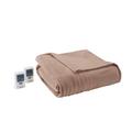 Beautyrest Electric Micro Fleece Full Heated Blanket in Brown - Olliix BR54-0192