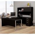 Pro-Concept Plus U-Desk w/ Hutch in Deep Grey & Black - Bestar 110889-32