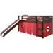 Mission Dark Cappuccino Twin Loft w/ Slide & Red Tent - Donco 715-TCP_750C-TR