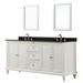 "Classic 70"" Vanity In Pearl White w/ Granite Vanity Top In Black - JJ-6070D9-WBK"