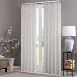 "Madison Park Irina 84"" Panel Diamond Sheer Window Curtain in White/Grey - Olliix MP40-2010"