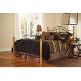 Hillsdale Furniture Winsloh Full/Queen Metal Headboard with Frame and Oak Wood Posts, Black - 164HFQR