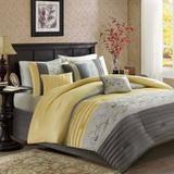 Madison Park Serene Cal King Embroidered 7 Piece Comforter Set in Yellow - Olliix MP10-4187