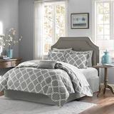 Madison Park Essentials Merritt Full Reversible Complete Comforter & Cotton Sheet Set in Grey - Olliix MPE10-085