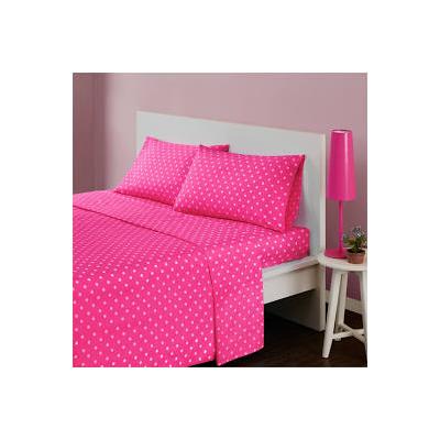Mi Zone Polka Dot Twin Cotton Sheet Set in Dark Pink - Olliix MZ20-499
