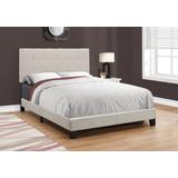 Bed / Full Size / Platform / Bedroom / Frame / Upholstered / Linen Look / Wood Legs / Beige / Black / Transitional - Monarch Specialties I 5921F