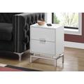 Accent Table / Side / End / Nightstand / Lamp / Storage Drawer / Living Room / Bedroom / Metal / Laminate / Glossy White / Chrome / Contemporary / Modern - Monarch Specialties I 3490
