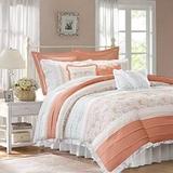 Madison Park Dawn King 9 Piece Cotton Percale Comforter Set in Coral - Olliix MP10-2794