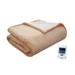 Woolrich Heated Plush to Berber Twin Blanket in Tan - Olliix WR54-1747