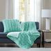 "Madison Park Ruched Fur 50x60"" Throw in Aqua - Olliix MP50-4877"