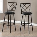 Bar Stool / Set Of 2 / Swivel / Bar Height / Metal / Pu Leather Look / Black / Contemporary / Modern - Monarch Specialties I 2375