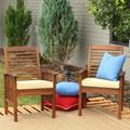 Dark Brown Acacia Patio Chairs w/ Cushions (Set of 2) - Walker Edison OWC2DB