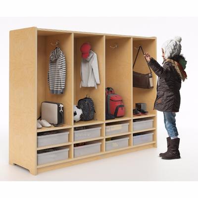 Preschool Eight Section Coat Locker with Trays - Whitney Brothers WB3904