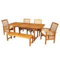 6-Piece Brown Acacia Patio Dining Set w/ Cushions - Walker Edison OW6SBR