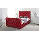 Chesterfield Sleigh Bed in Crushed Velvet |Bed Frame Only (King 5FT, Red)