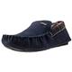Barbour Mens Monty Suede Navy Moccasin Faux Fur Winter Durable Slippers - Navy Suede - 7