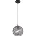 House of Hampton® Ludie 1 - Light Single Globe Pendant w/ Crystal Accents Crystal in Black | 12 H x 8.75 W x 8.75 D in | Wayfair