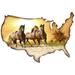 August Grove® USA Shape w/ Horses Wall Décor Metal in Brown/Gray/Yellow | 16 H x 21 W x 1 D in | Wayfair 894B90B9FB9E4F90BDA663095D4D7E2B