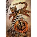 Toland Home Garden Jumping Cat Tangle 2-Sided Polyester 18 x 12.5 in. Garden Flag in Black/Brown | 18 H x 12.5 W in | Wayfair 1110541